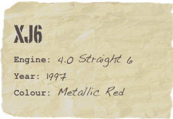 XJ6
Engine: 4.0 Straight 6Year: 1997Colour: Metallic Red
